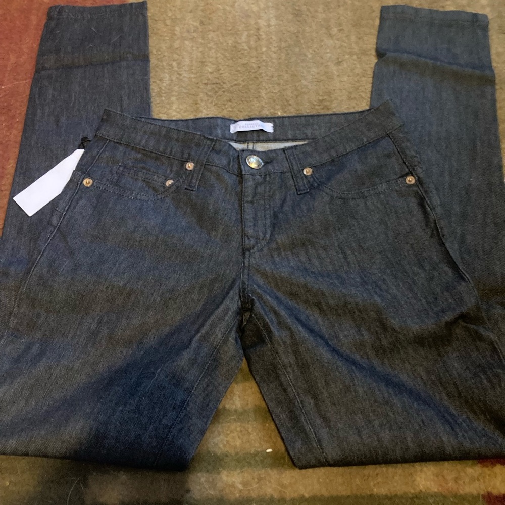 Versace Women's Dark Wash Jeans with Bright Blue Stitching - Picture 7 of 7